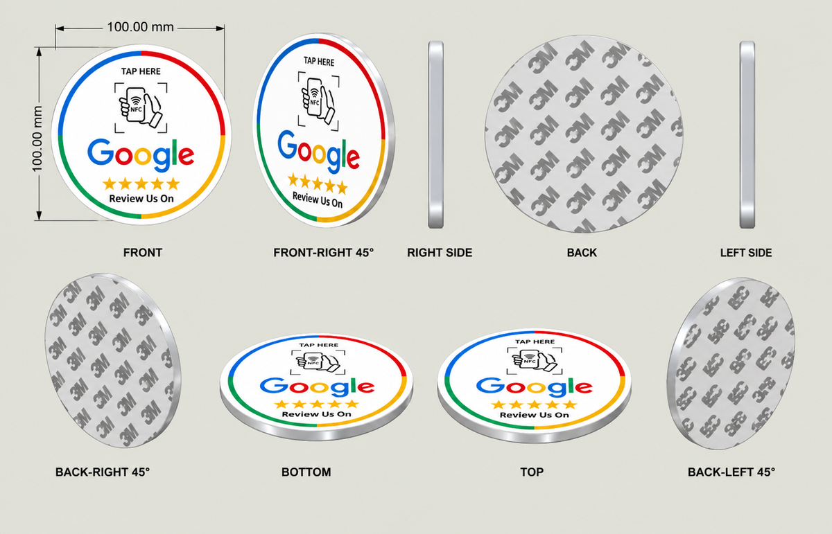 ROUND NFC GOOGLE REVIEW CARDS — DIRECT FROM THE FACTORY