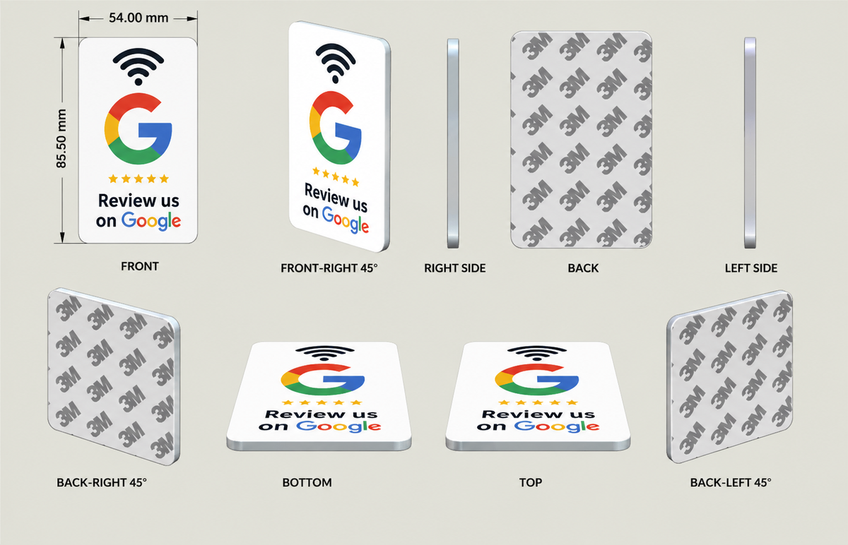 RECTANGLE NFC GOOGLE REVIEW CARDS — DIRECT FROM THE FACTORY